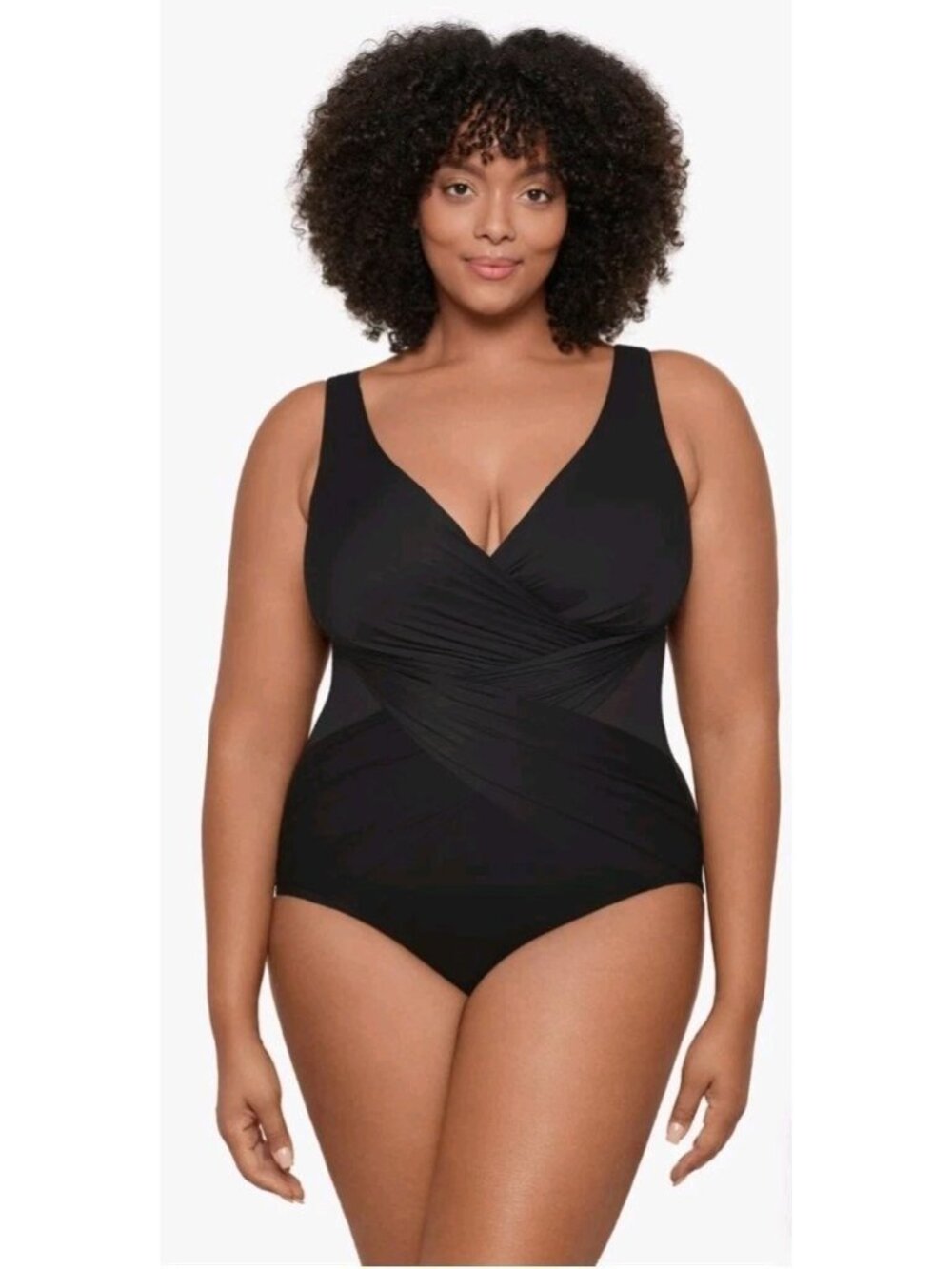 Miraclesuit Crossover One‑Piece Swimsuit Size 12 Black